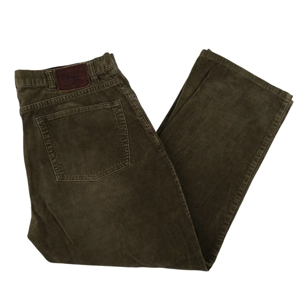 Polo Ralph Lauren Corduroy Pants Men's‎ 36x28 Green Pant Trouser Vintage 90s Y2K